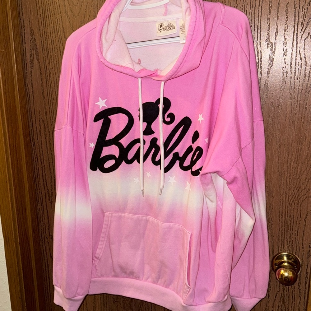 Ombré pink and white Barbie hoodie in size XXl NWOT